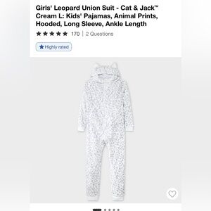 Cat & Jack Cream Leopard Print Hooded Pajama Suit